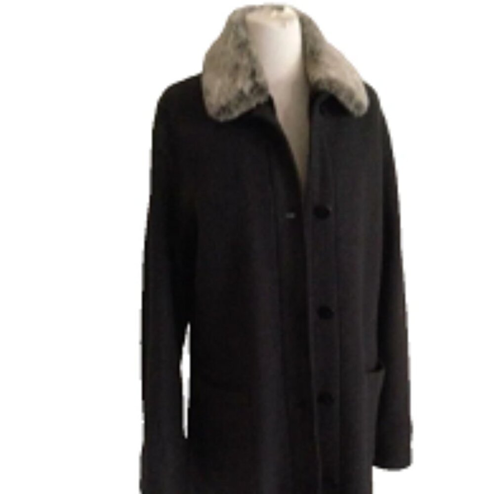 PAR HILARY Studio Design Women's Warm Winter OVERCOAT 100% Wool Dark Grey Sz 4-6